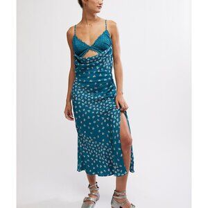 Free People Teal Floral Chemise